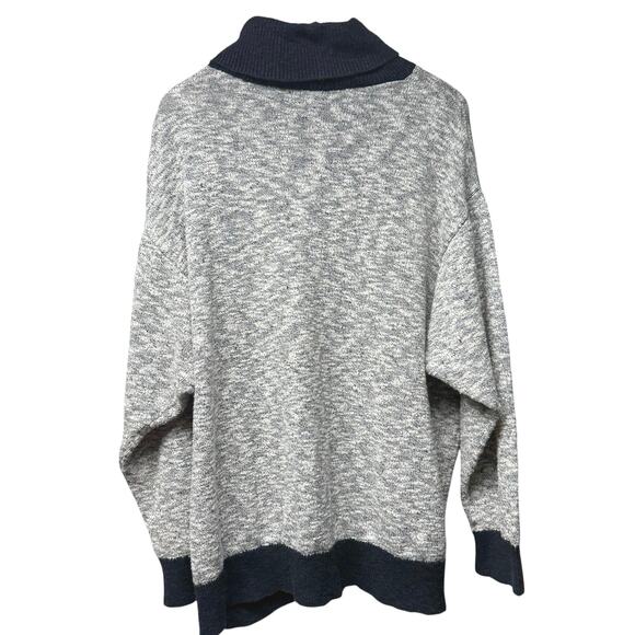 LL Bean Signature Womens Turtleneck Sweater Size XL Black Gray Cotton Linen Knit - Picture 3 of 6